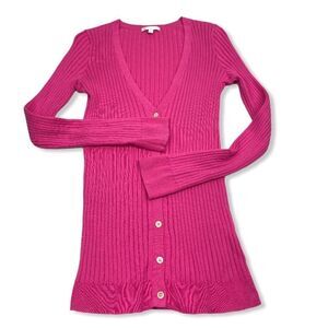 Pink Gap rib knit long sleeve cardigan size Small